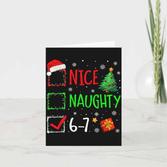 Nice Naughty 67 Christmas Costume 67 Meme Men Wome Kort (Framsida)