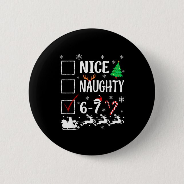 Nice Naughty 67 Funny Christmas Brainrot Six Seven Knapp (Framsida)