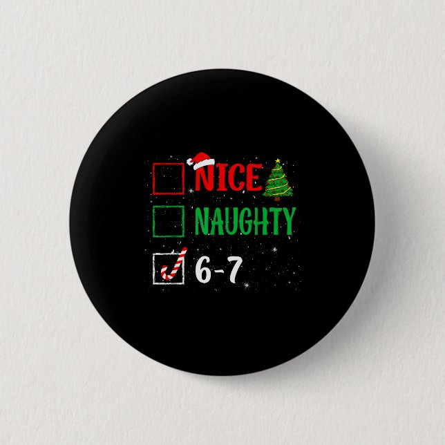 Nice Naughty 67 Funny Christmas Brainrot Six Seven Knapp (Framsida)
