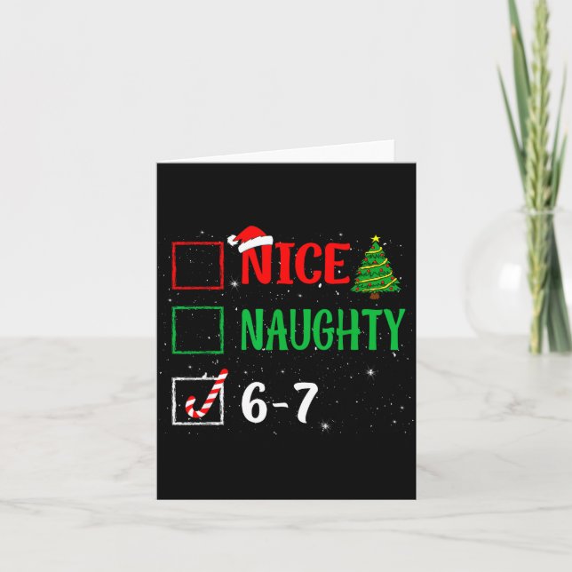 Nice Naughty 67 Funny Christmas Brainrot Six Seven Kort (Framsida)