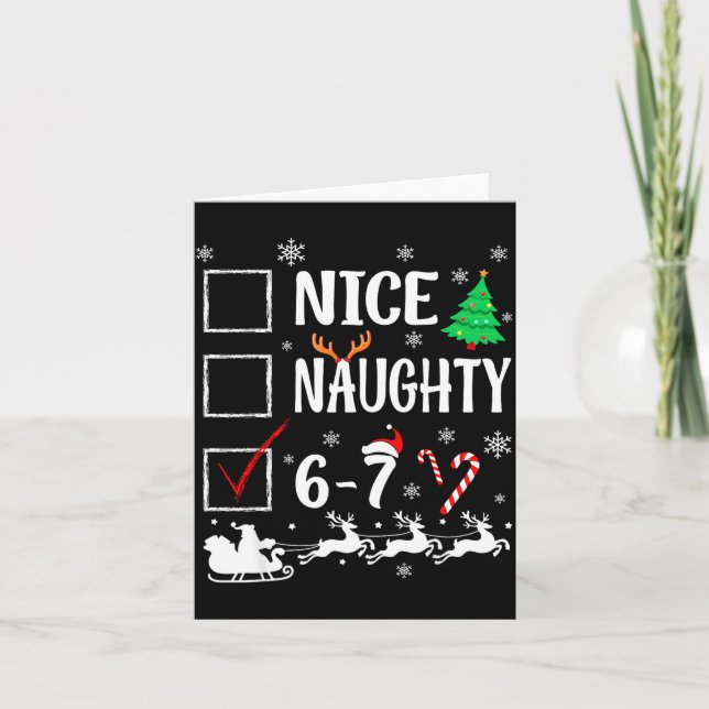 Nice Naughty 67 Funny Christmas Brainrot Six Seven Kort (Framsida)
