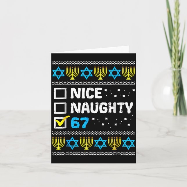 Nice Naughty 67 Six Seven Ugly Hanukkah Sweater Ch Kort (Framsida)