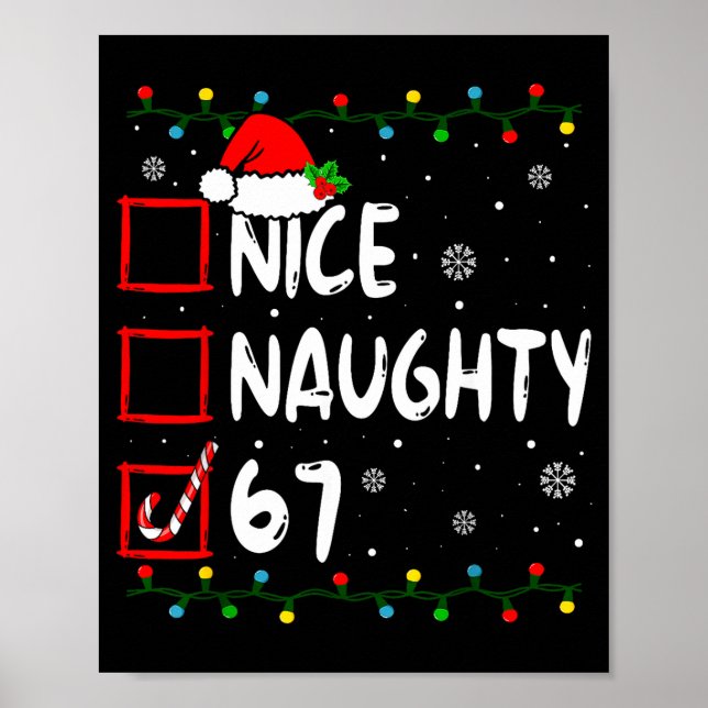 Nice Naughty 6 7 Meme 67 Christmas Six Seven Xmas  Poster (Framsidan)