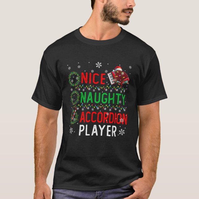 Nice Naughty Accordion Player Christmas Funny Inst T Shirt (Framsida)