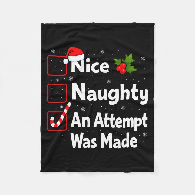 Nice Naughty An Attempt Was Made Christmas List Sa Fleecefilt (Framsidan)
