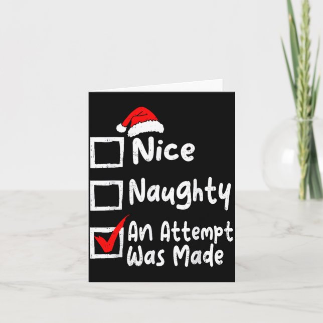 Nice Naughty An Attempt Was Made Funny Christmas L Kort (Framsida)
