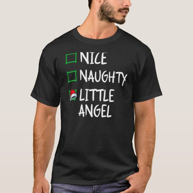 Nice Naughty Angel  Christmas List Santa Claus Xma T Shirt (Framsida)