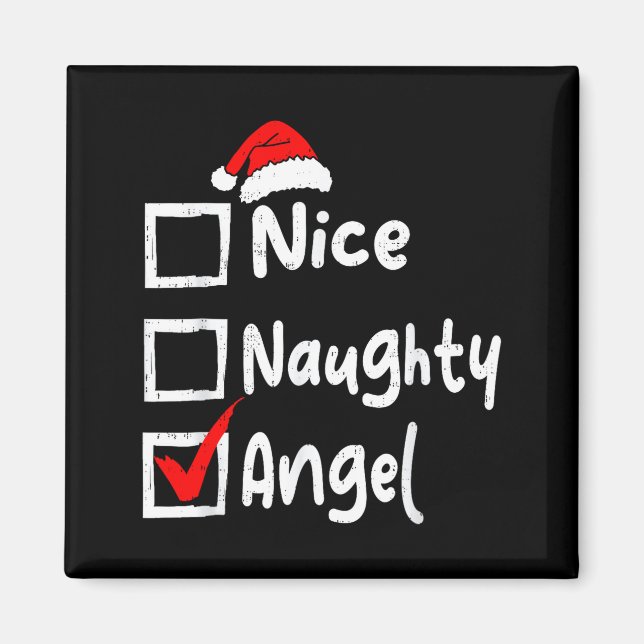 Nice Naughty Angel Funny Christmas List Family Mat Magnet (Framsidan)