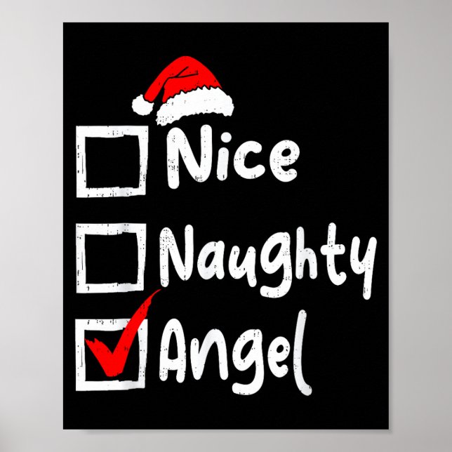 Nice Naughty Angel Funny Christmas List Family Mat Poster (Framsidan)
