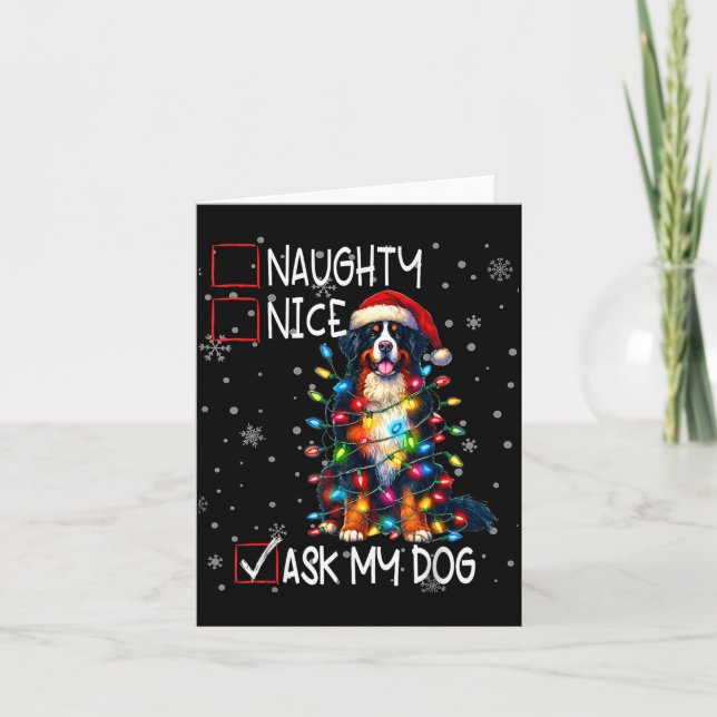 Nice Naughty Ask My Dog Christmas List Xmas  Kort (Framsida)