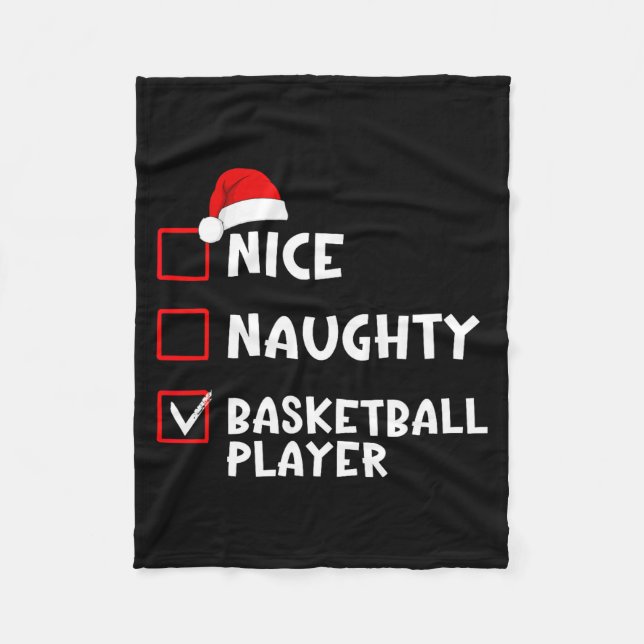 Nice Naughty Basketball Player Funny Christmas Lis Fleecefilt (Framsidan)