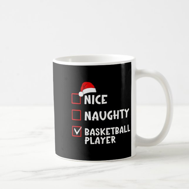 Nice Naughty Basketball Player Funny Christmas Lis Kaffemugg (Höger)