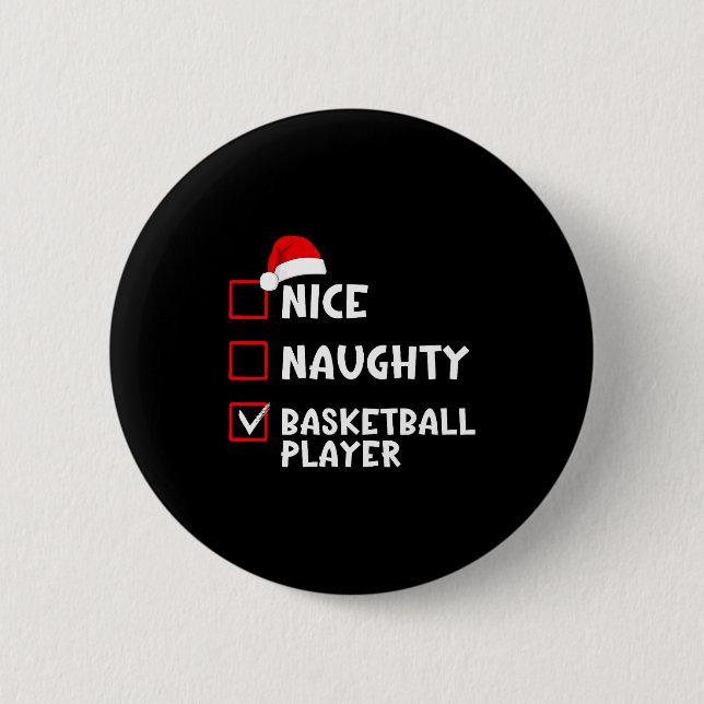 Nice Naughty Basketball Player Funny Christmas Lis Knapp (Framsida)