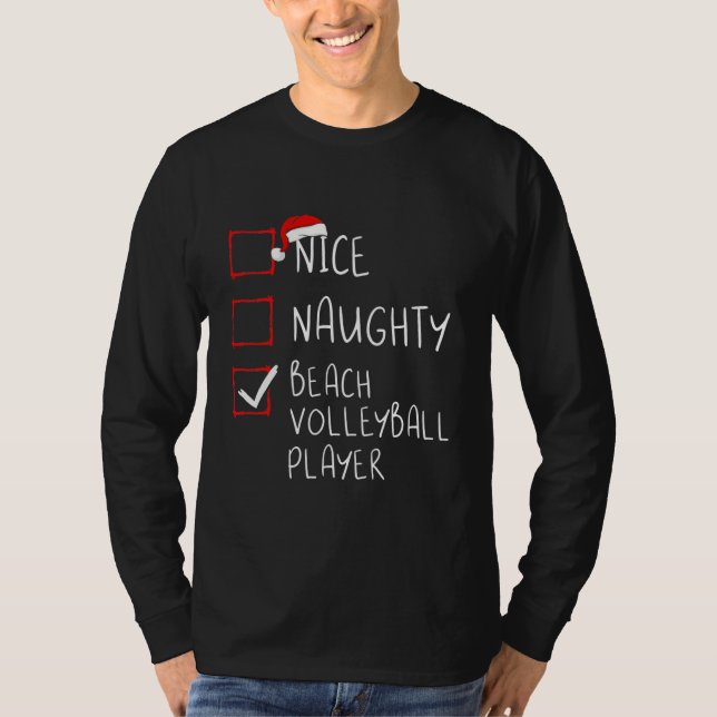 Nice Naughty Beach Volleyball Player Christmas T Shirt (Framsida)