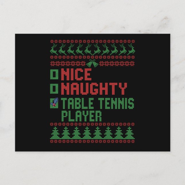 Nice Naughty Bord Tennis Player Funny jul Vykort (Framsida)