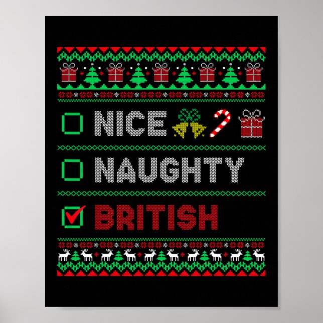Nice Naughty British Christmas Checklist England  Poster (Framsidan)