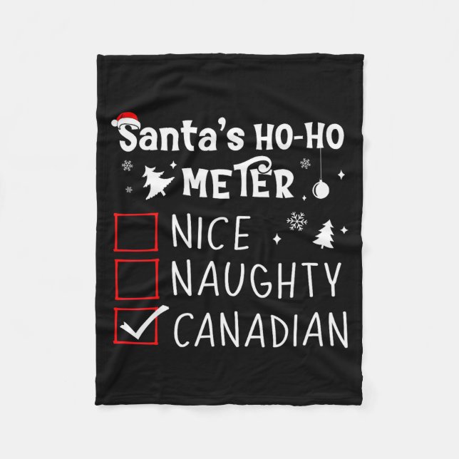 Nice Naughty Canadian Christmas List Santa Claus C Fleecefilt (Framsidan)
