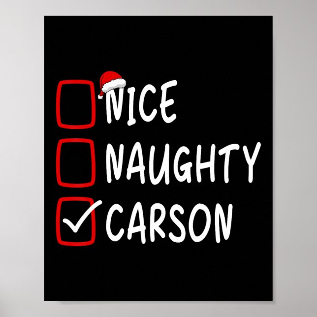 Nice Naughty Carson Personlig Namn jul Ch Poster (Framsidan)