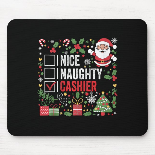 Nice Naughty Cashier Funny jul Jultomten T Musmatta (Framsidan)