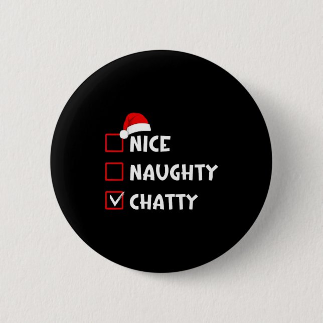 Nice Naughty Chatty Funny Christmas List  Knapp (Framsida)
