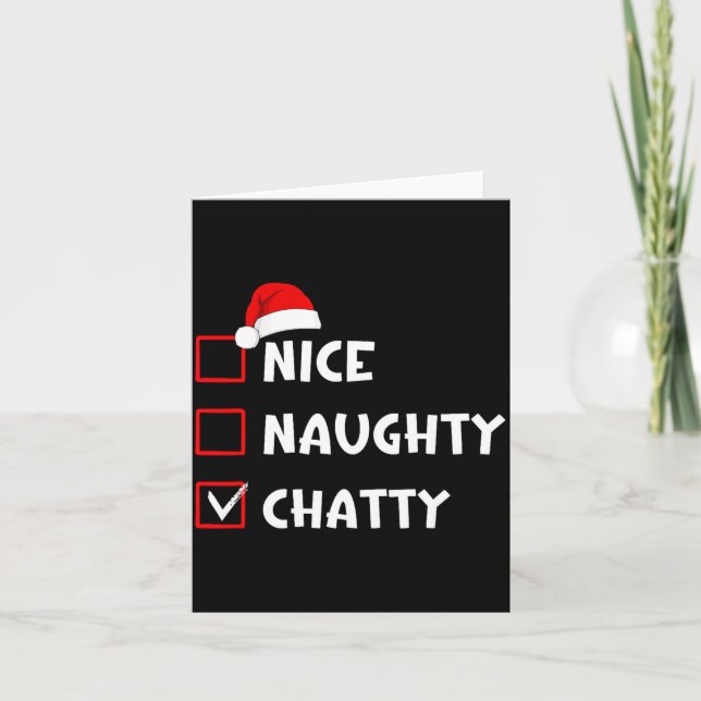 Nice Naughty Chatty Funny Christmas List  Kort (Framsida)