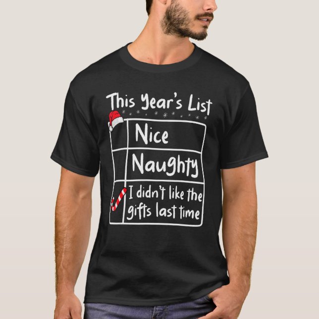 Nice Naughty   Christmas List Santa Claus Xmas Fam T Shirt (Framsida)
