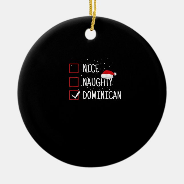 Nice Naughty Dominican Christmas List  Julgransprydnad Keramik (Framsidan)