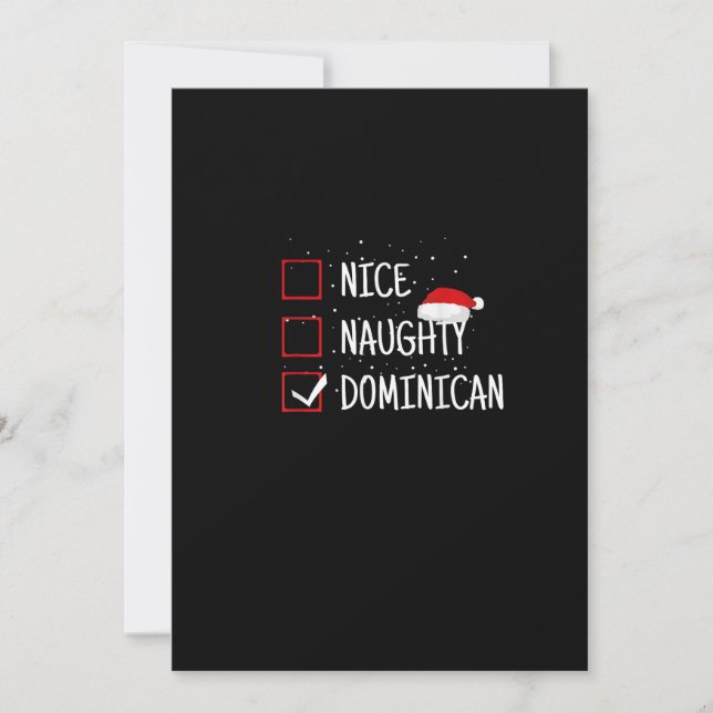 Nice Naughty Dominican Christmas List  Julkort (Framsida)