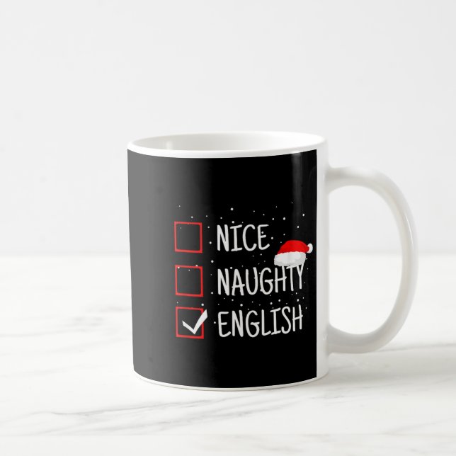 Nice Naughty English Christmas Checklist Funny Eng Kaffemugg (Höger)