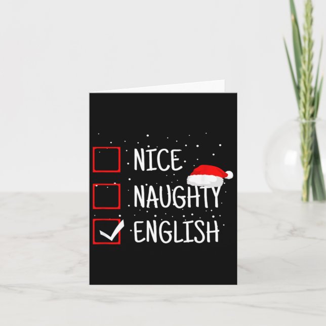 Nice Naughty English Christmas Checklist Funny Eng Kort (Framsida)