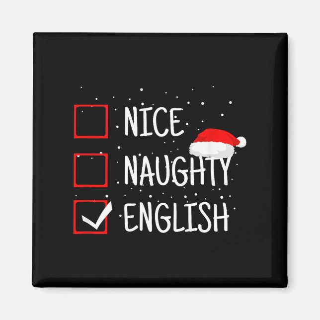 Nice Naughty English Christmas Checklist Funny Eng Magnet (Framsidan)