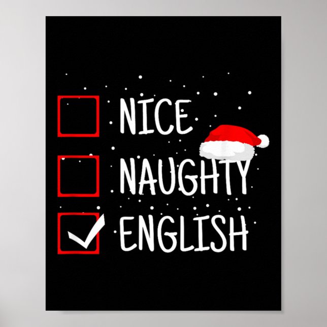 Nice Naughty English Christmas Checklist Funny Eng Poster (Framsidan)