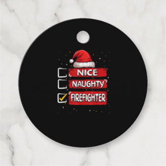 Nice Naughty Firefighter Christmas List Gåvor Etiketter