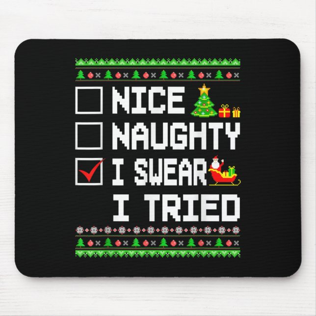Nice Naughty I Swear I Tried Christmas List Kids B Musmatta (Framsidan)