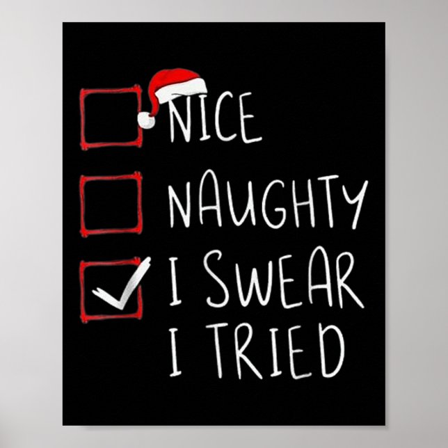 Nice Naughty I Swear I Tried Christmas Santa Graph Poster (Framsidan)