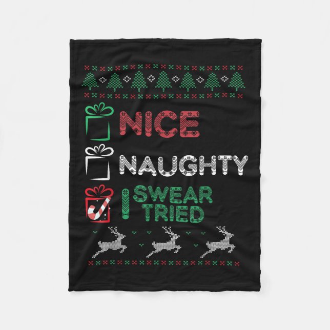 Nice Naughty I Swear I Tried List Xmas Lover Chris Fleecefilt (Framsidan)