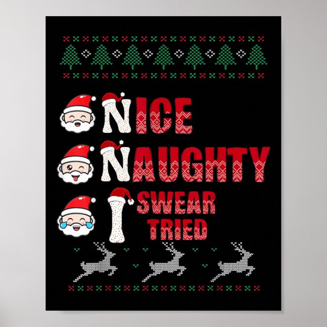 Nice Naughty I Swear I Tried List Xmas Lover Chris Poster (Framsidan)