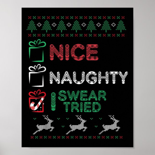 Nice Naughty I Swear I Tried List Xmas Lover Chris Poster (Framsidan)