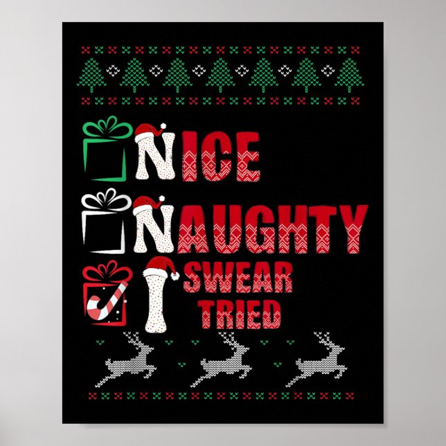 Nice Naughty I Swear I Tried List Xmas Lover Chris Poster (Framsidan)