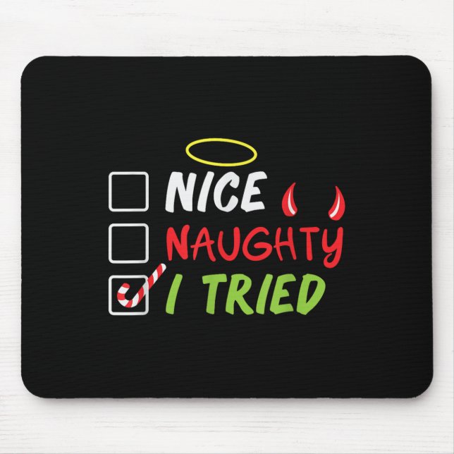 Nice Naughty I Tried Christmas List Men Women Kids Musmatta (Framsidan)