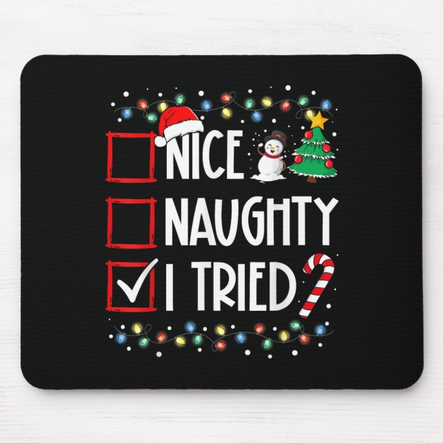 Nice Naughty I Tried Christmas List Santa Costume  Musmatta (Framsidan)