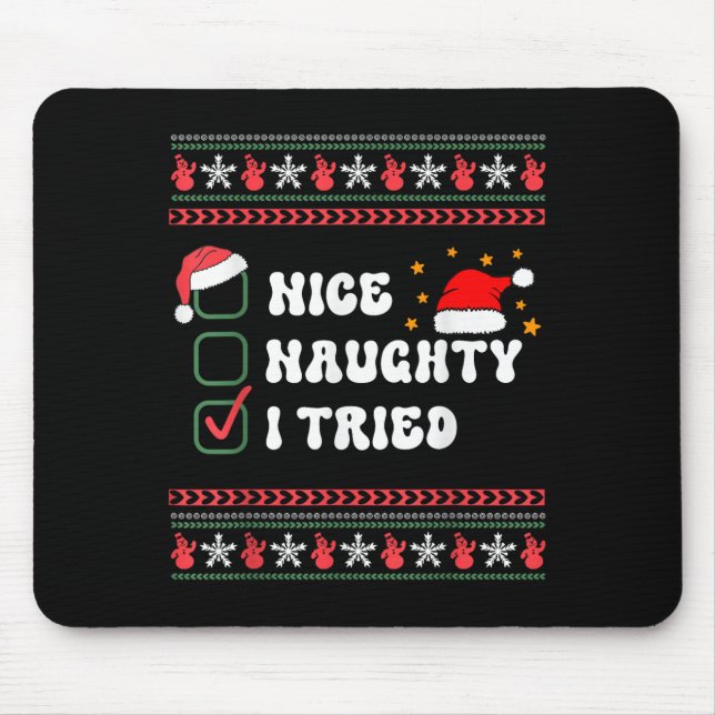 Nice Naughty I Tried Christmas List Santa Hat  Musmatta (Framsidan)