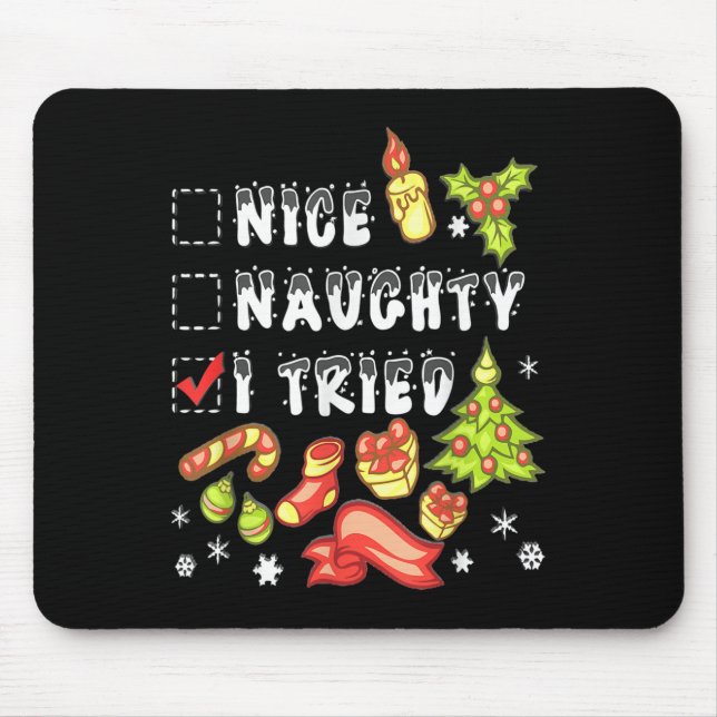 Nice Naughty I Tried Funny Candy Christmas Pajama  Musmatta (Framsidan)