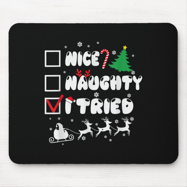 Nice Naughty I Tried Funny Christmas 2022  Musmatta (Framsidan)