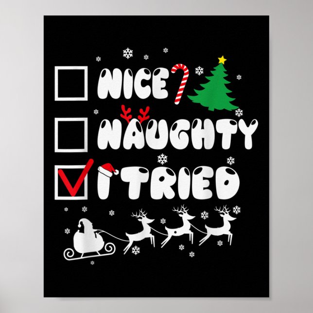 Nice Naughty I Tried Funny Christmas 2022  Poster (Framsidan)