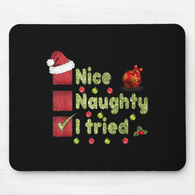 Nice Naughty I Tried Funny Christmas Family Matchi Musmatta (Framsidan)