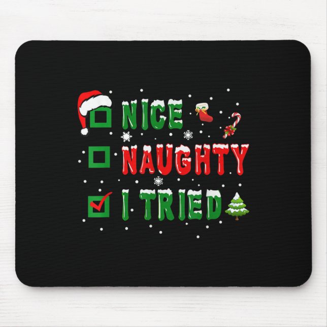 Nice Naughty I Tried Funny Christmas Family Matchi Musmatta (Framsidan)