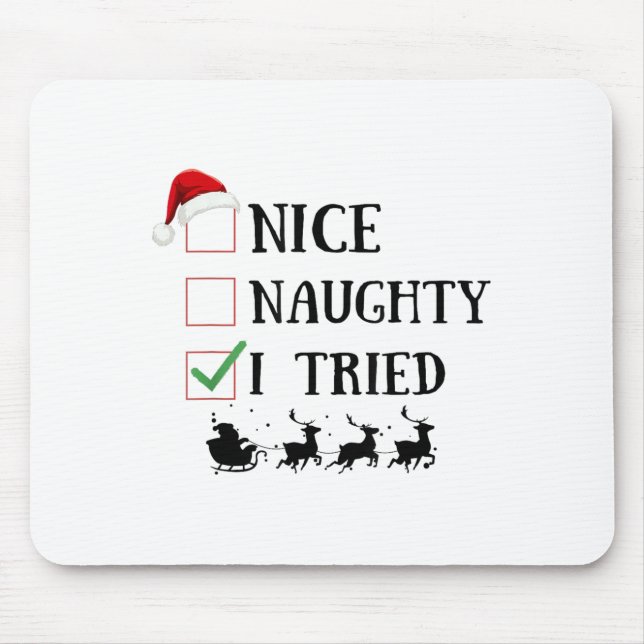 Nice Naughty I Tried Funny Christmas List  Musmatta (Framsidan)