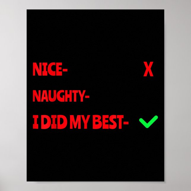 Nice Naughty I Tried Funny Christmas Matching  Poster (Framsidan)