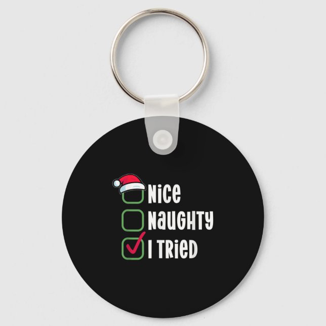 Nice, Naughty, I Tried Humorous Checklist For Sant Nyckelring (Framsida)